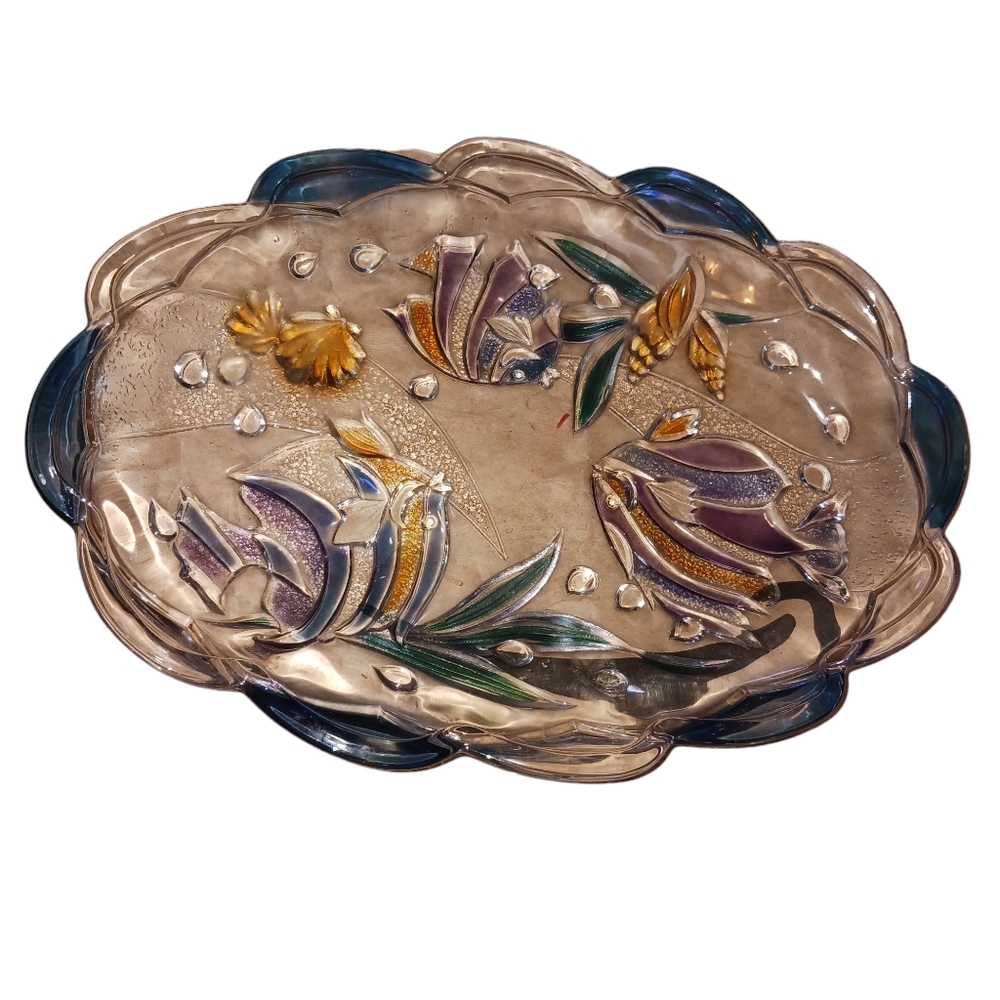 Mikasa Fish Glass Platter Decor Tropical Fish Studio Nova Piece Vintage